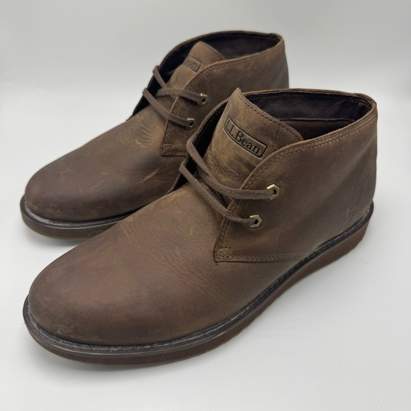 LL Bean Stonington Chukka Boots Mens 11.5 Brown Oiled Leather Lace Up Desert main image 4